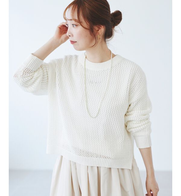 le.coeur blanc「《手洗い可能》テープヤーンメッシュプルオーバー」|ニット・セーター|
