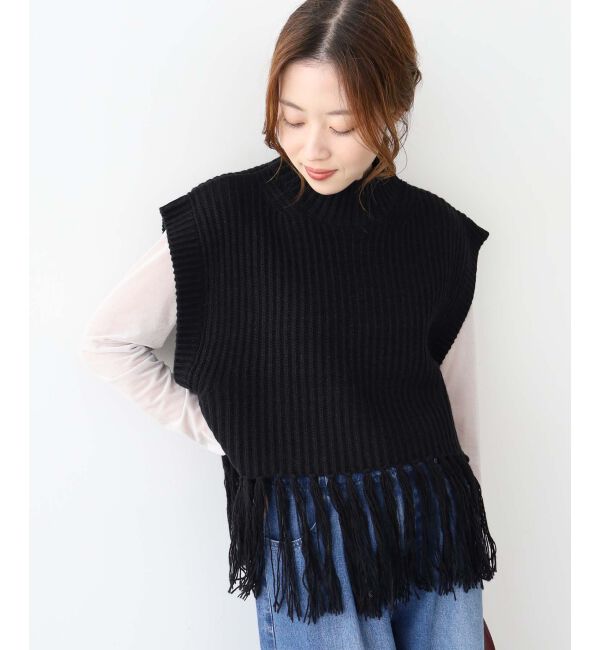 le.coeur blanc「《手洗い可能》フリンジニットベスト」|ベスト・ジレ|