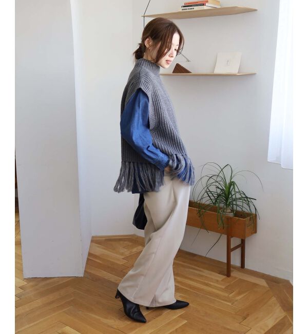 le.coeur blanc「《手洗い可能》フリンジニットベスト」|ベスト・ジレ|