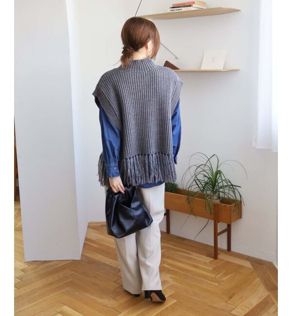 le.coeur blanc「《手洗い可能》フリンジニットベスト」|ベスト・ジレ|