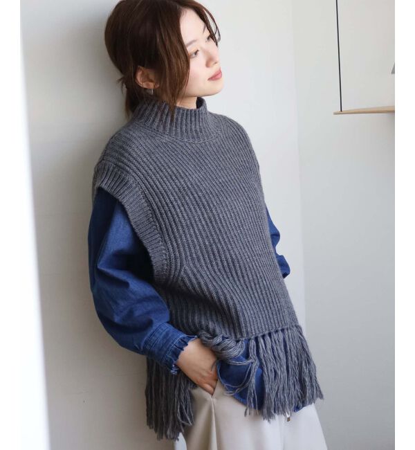 le.coeur blanc「《手洗い可能》フリンジニットベスト」|ベスト・ジレ|