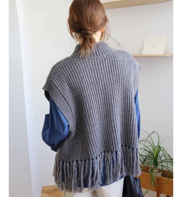 le.coeur blanc「《手洗い可能》フリンジニットベスト」|ベスト・ジレ|