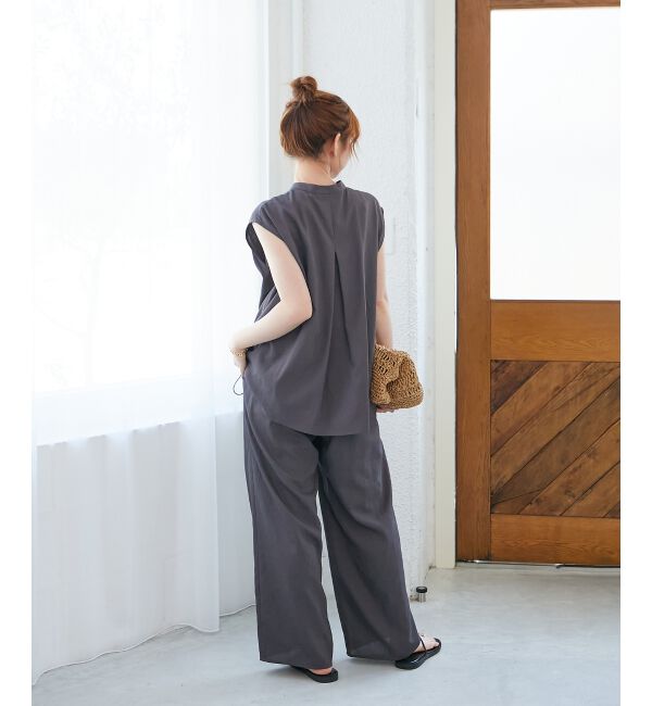  「ベルト付きリネンライクワイドパンツ」|その他|