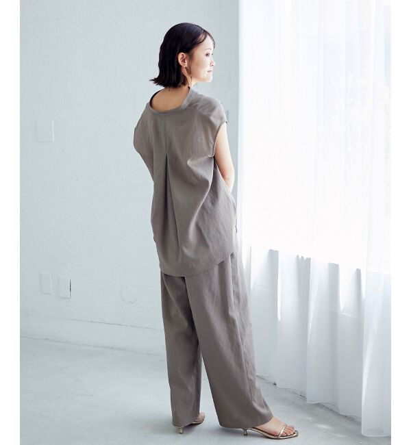  「ベルト付きリネンライクワイドパンツ」|その他|
