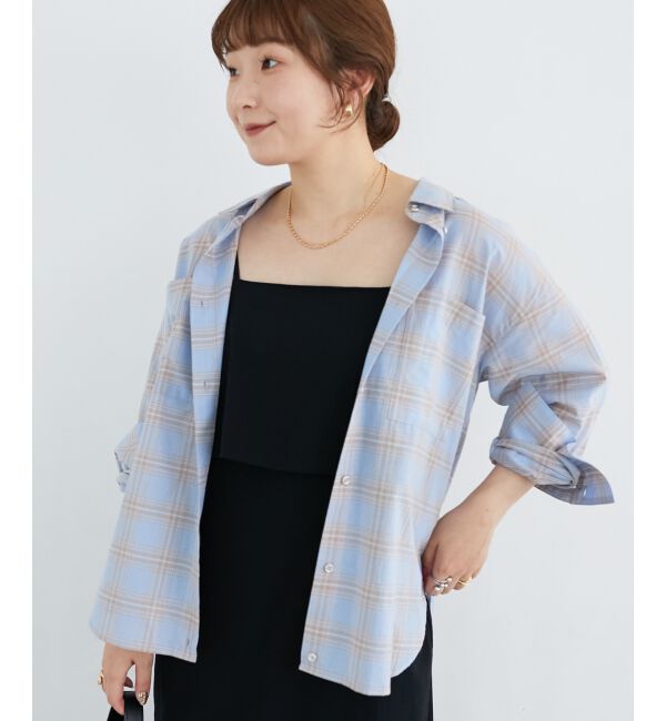  「《手洗い可能》シアーチェック2wayシャツ」|シャツ・ブラウス|