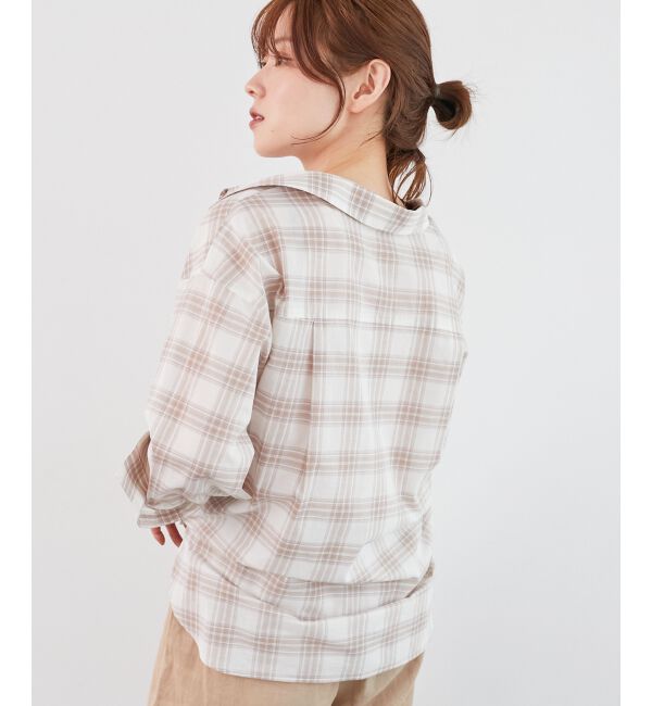  「《手洗い可能》シアーチェック2wayシャツ」|シャツ・ブラウス|
