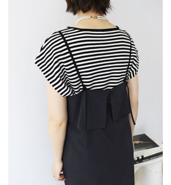  「《手洗い可能》柄編みボーダーフレンチニット」|ニット・セーター|