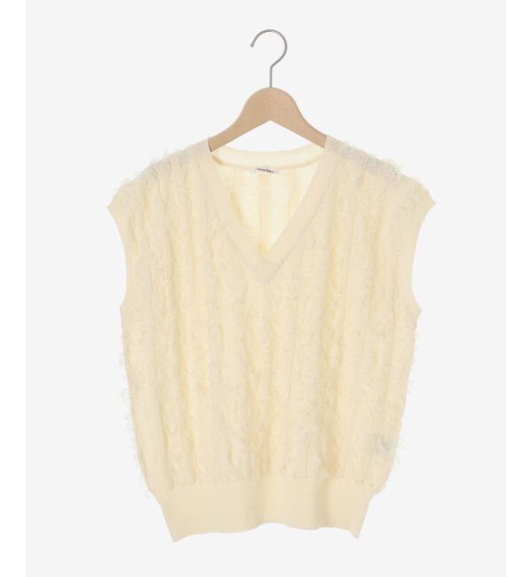  「《手洗い可能》フリンジVネックフレンチニット」|ニット・セーター|