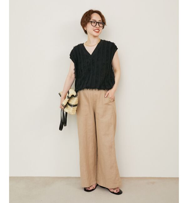  「《手洗い可能》フリンジVネックフレンチニット」|ニット・セーター|