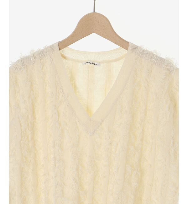  「《手洗い可能》フリンジVネックフレンチニット」|ニット・セーター|