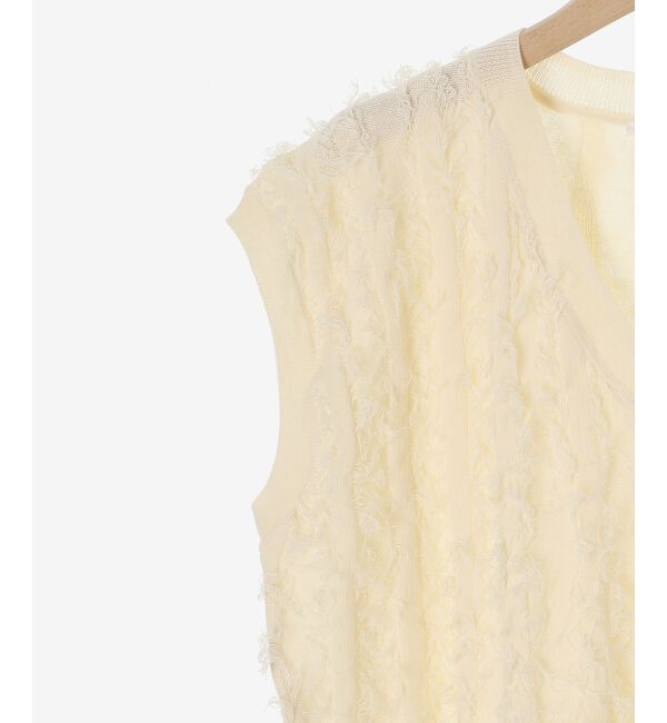  「《手洗い可能》フリンジVネックフレンチニット」|ニット・セーター|