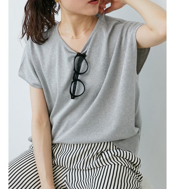  「《手洗い可能》フレンチスリーブラメニット」|ニット・セーター|