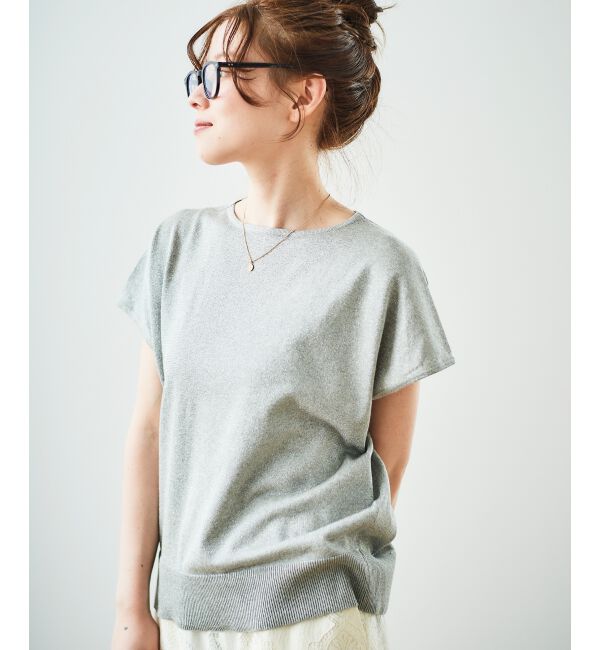  「《手洗い可能》フレンチスリーブラメニット」|ニット・セーター|