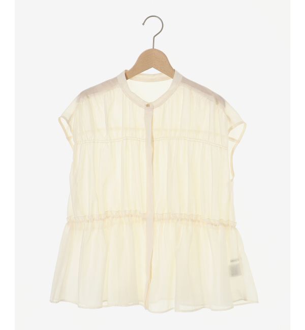  「《程よいシアー感》シャーリングギャザーフレンチブラウス」|シャツ・ブラウス|