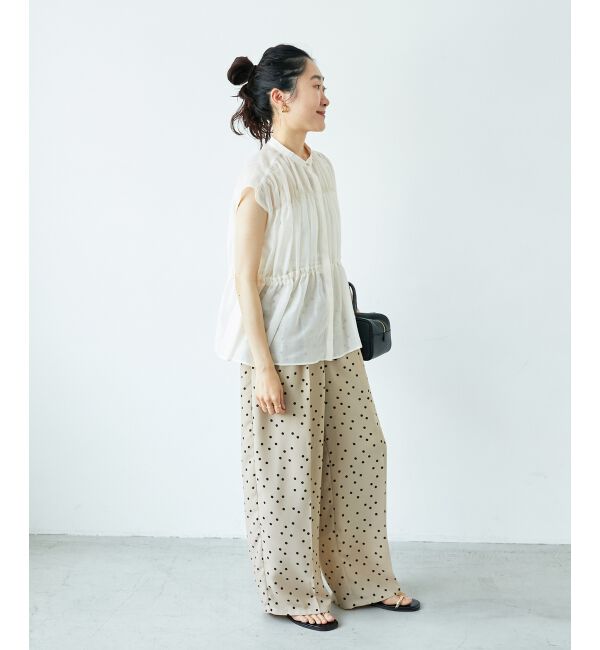  「《程よいシアー感》シャーリングギャザーフレンチブラウス」|シャツ・ブラウス|