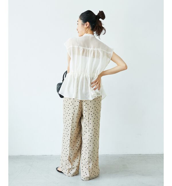  「《程よいシアー感》シャーリングギャザーフレンチブラウス」|シャツ・ブラウス|