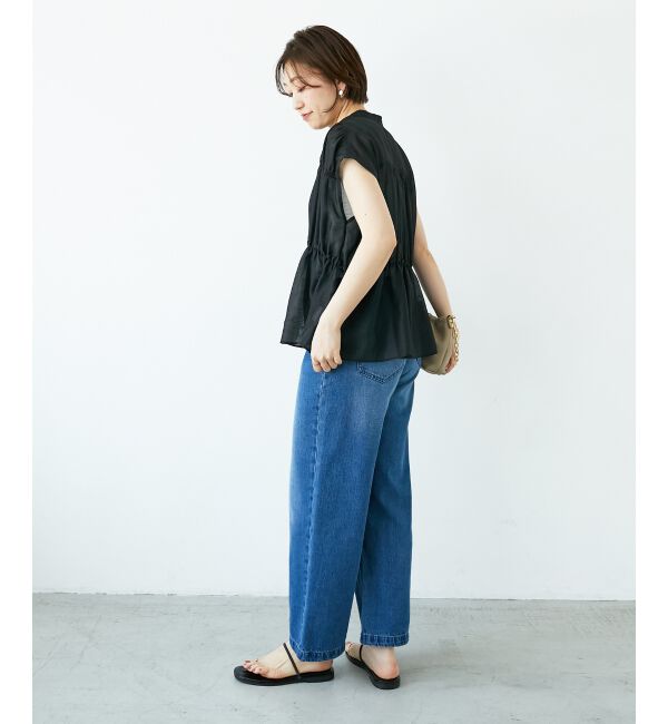  「《程よいシアー感》シャーリングギャザーフレンチブラウス」|シャツ・ブラウス|