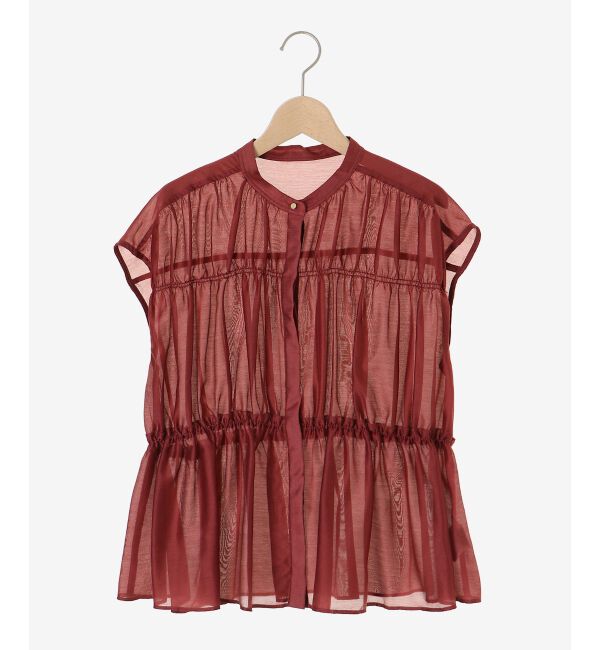  「《程よいシアー感》シャーリングギャザーフレンチブラウス」|シャツ・ブラウス|