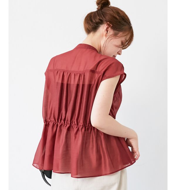  「《程よいシアー感》シャーリングギャザーフレンチブラウス」|シャツ・ブラウス|