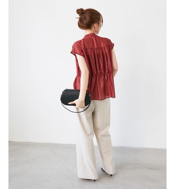  「《程よいシアー感》シャーリングギャザーフレンチブラウス」|シャツ・ブラウス|