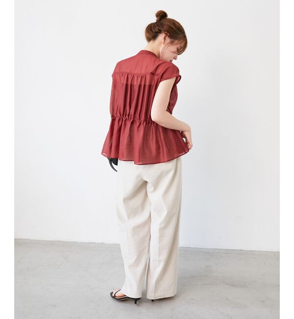  「《程よいシアー感》シャーリングギャザーフレンチブラウス」|シャツ・ブラウス|