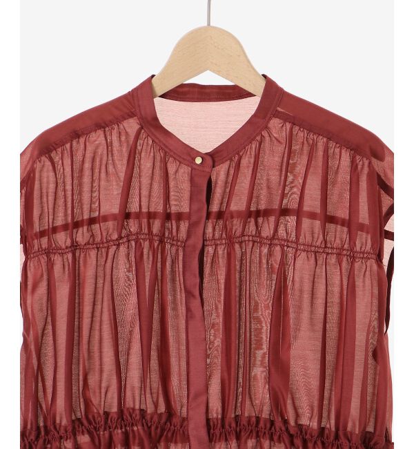  「《程よいシアー感》シャーリングギャザーフレンチブラウス」|シャツ・ブラウス|