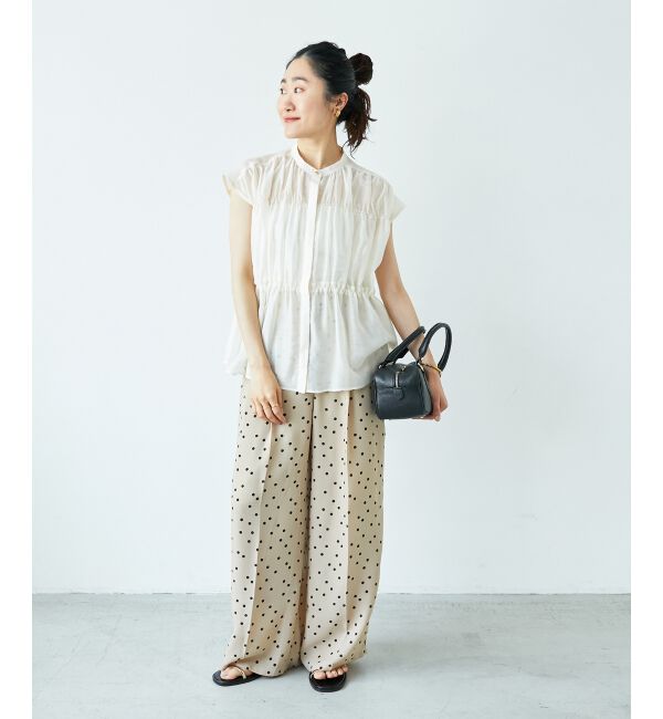  「《程よいシアー感》シャーリングギャザーフレンチブラウス」|シャツ・ブラウス|