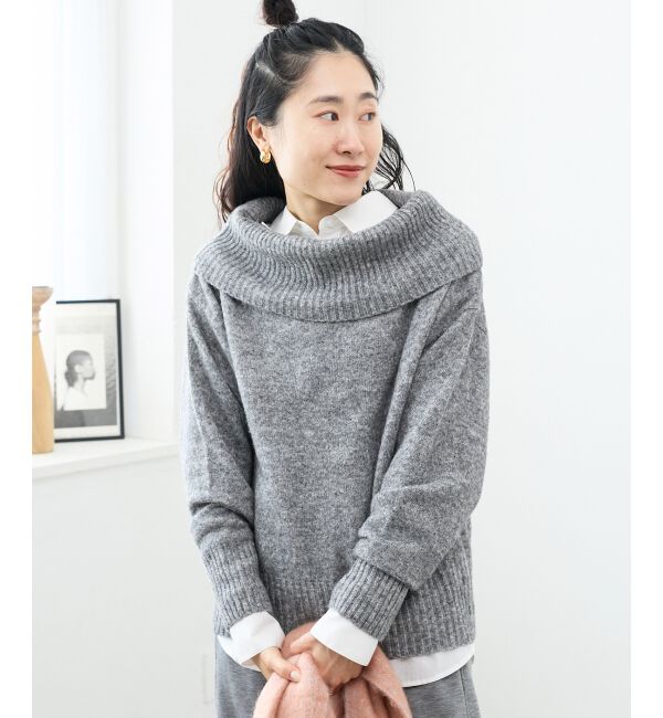  「オフタートルニットプルオーバー」|ニット・セーター|グレー