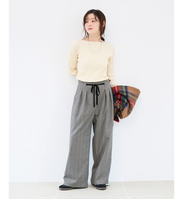  「ヘリンボーンベロアリボンパンツ」|その他|