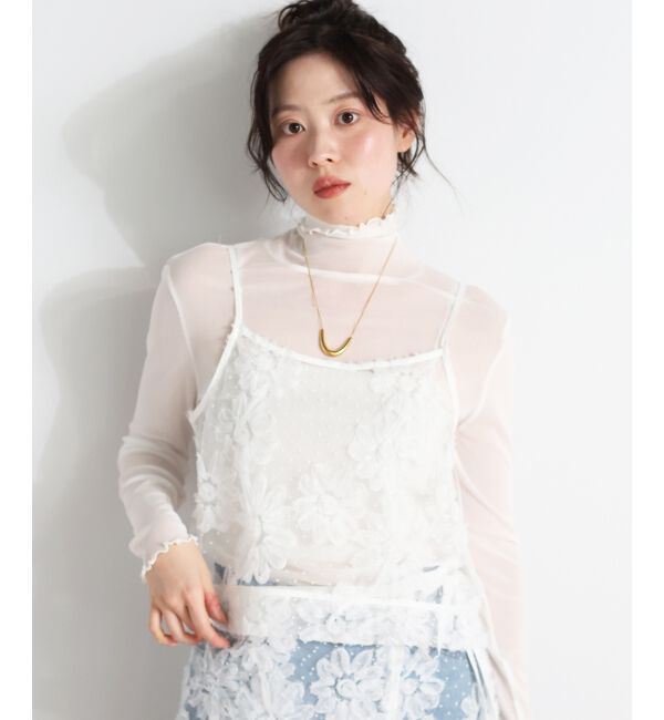  「TORRAZZO DONNAフローラルレースキャミ」|キャミソール|ホワイト