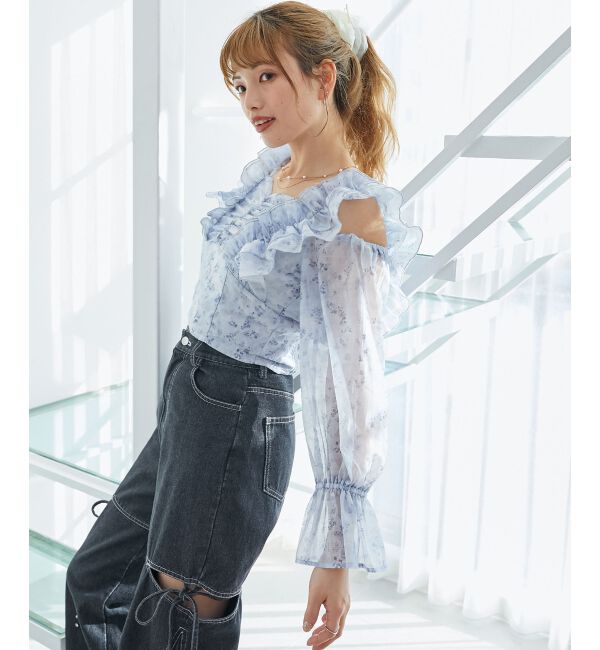  「オープンショルダーフリルブラウス」|シャツ・ブラウス|