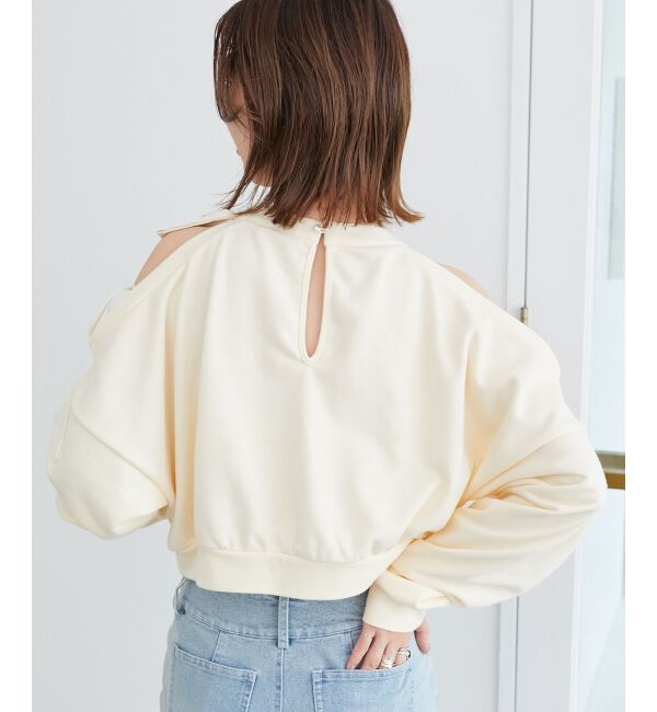  「オープンショルダーリボンスウェット」|スウェット・ジャージ|