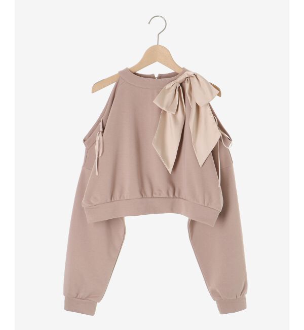  「オープンショルダーリボンスウェット」|スウェット・ジャージ|