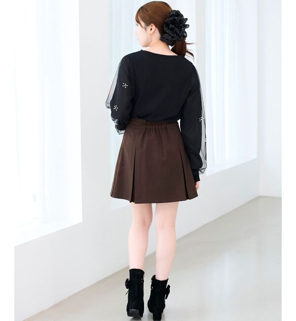  「パールチュールスリーブ長袖トップス」|Tシャツ・カットソー|