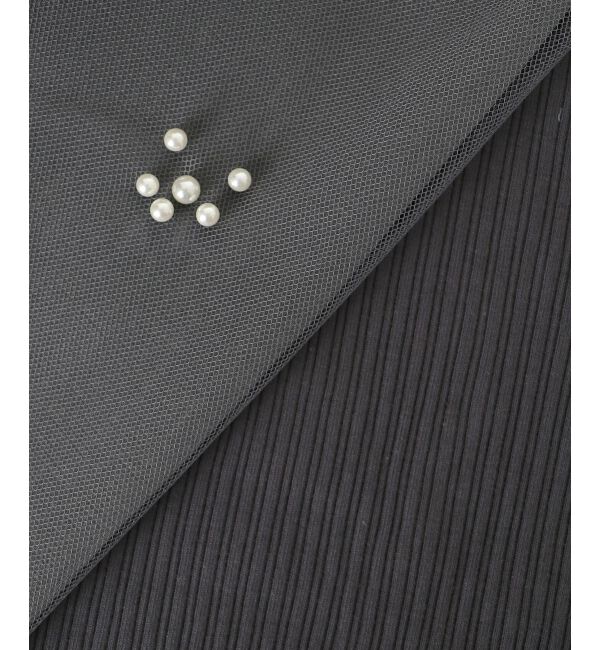  「パールチュールスリーブ長袖トップス」|Tシャツ・カットソー|