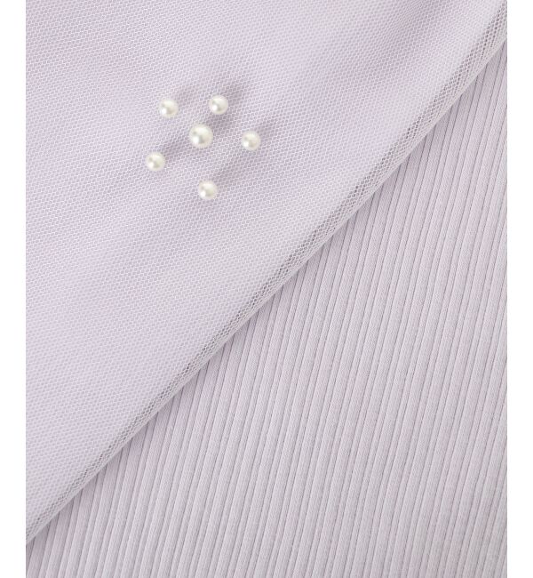  「パールチュールスリーブ長袖トップス」|Tシャツ・カットソー|