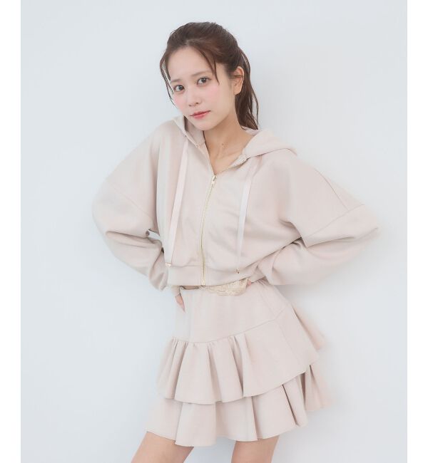  「ドロストリボンラインストーンパーカー」|パーカー|