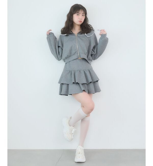  「ドロストリボンラインストーンパーカー」|パーカー|