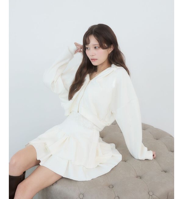  「ドロストリボンラインストーンパーカー」|パーカー|