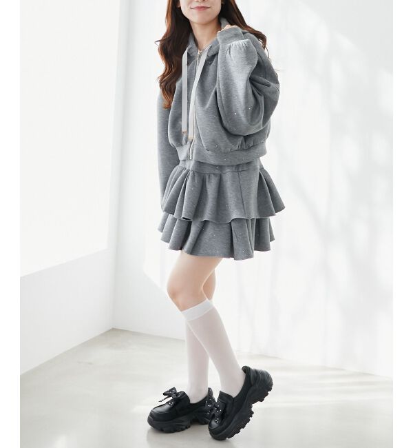  「ドロストリボンラインストーンパーカー」|パーカー|