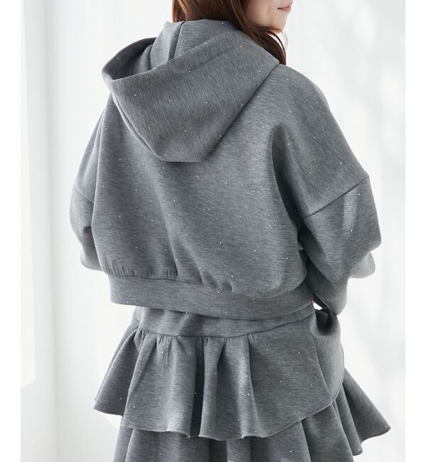  「ドロストリボンラインストーンパーカー」|パーカー|