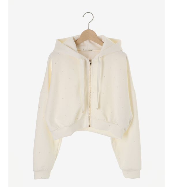  「ドロストリボンラインストーンパーカー」|パーカー|