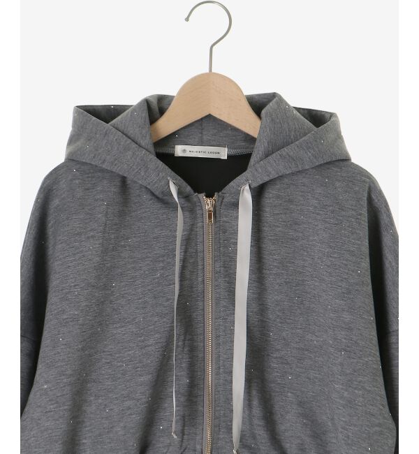  「ドロストリボンラインストーンパーカー」|パーカー|