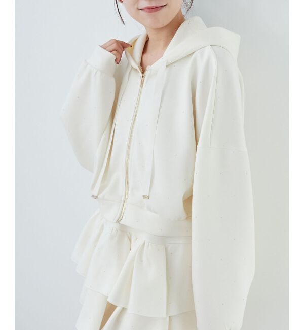  「ドロストリボンラインストーンパーカー」|パーカー|