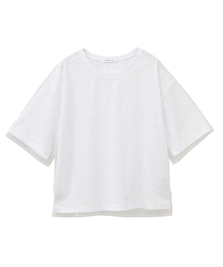 AMERICAN HOLIC「【2点SET】ラインストーンチュールレイヤードTシャツ」|Tシャツ・カットソー|