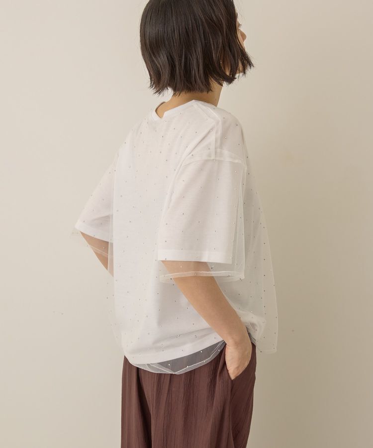 AMERICAN HOLIC「【2点SET】ラインストーンチュールレイヤードTシャツ」|Tシャツ・カットソー|