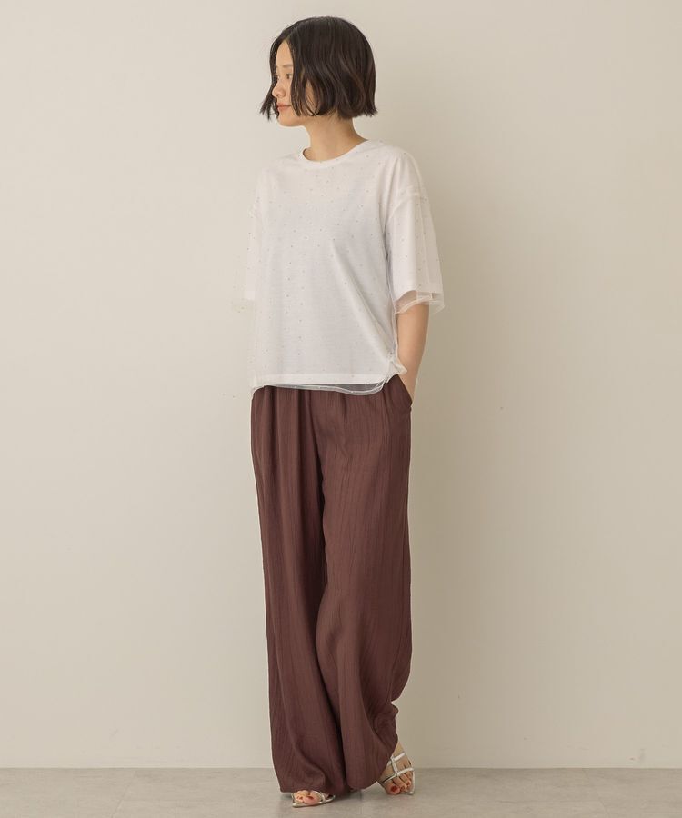 AMERICAN HOLIC「【2点SET】ラインストーンチュールレイヤードTシャツ」|Tシャツ・カットソー|