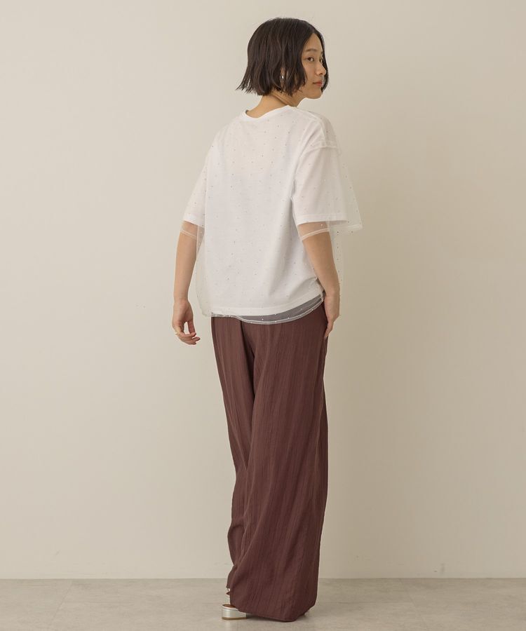 AMERICAN HOLIC「【2点SET】ラインストーンチュールレイヤードTシャツ」|Tシャツ・カットソー|