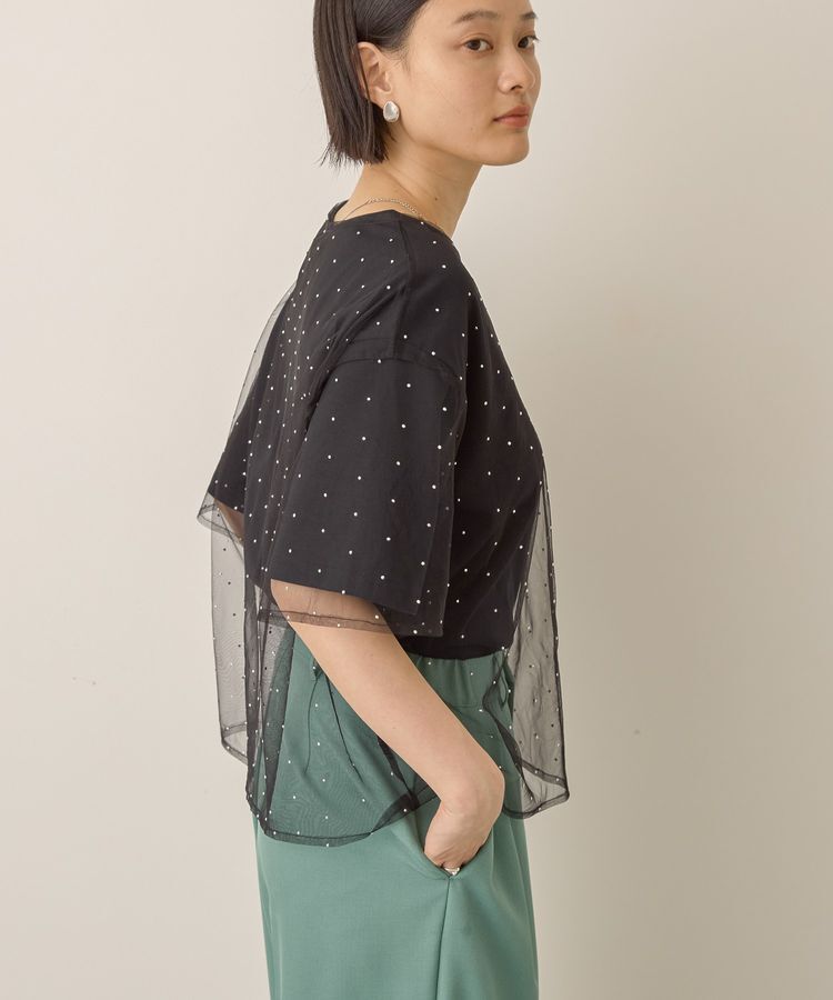 AMERICAN HOLIC「【2点SET】ラインストーンチュールレイヤードTシャツ」|Tシャツ・カットソー|