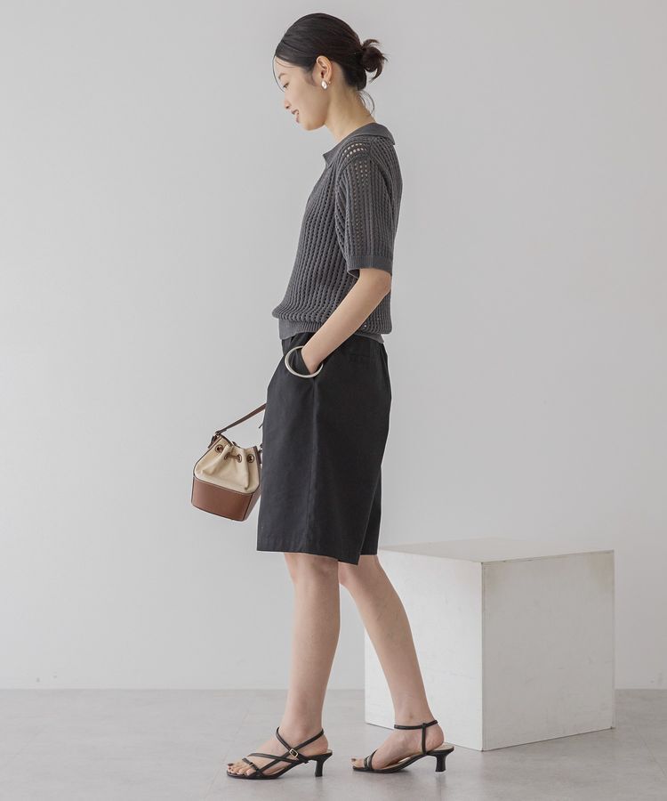 AMERICAN HOLIC「衿付きメッシュ編み半袖ニットプルオーバー」|ニット・セーター|